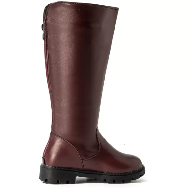 DADAWEN Girl's Waterproof Pom Pom Back Zipper Knee High Winter Riding Boots 