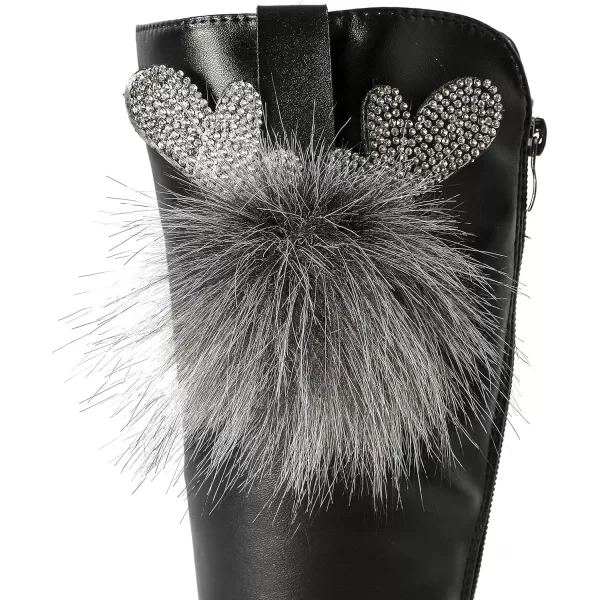 DADAWEN Girl's Waterproof Pom Pom Back Zipper Knee High Winter Riding Boots 