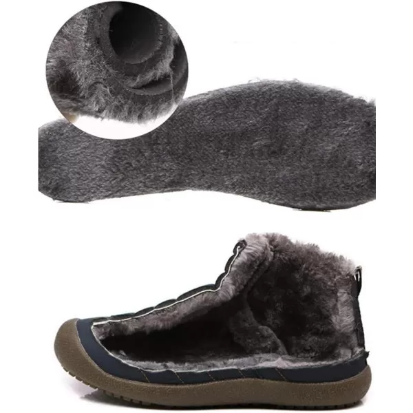 DADAWEN Men Women Slip On Waterproof Outdoor Anti-Slip Fur Lined Ankle Snow Boots