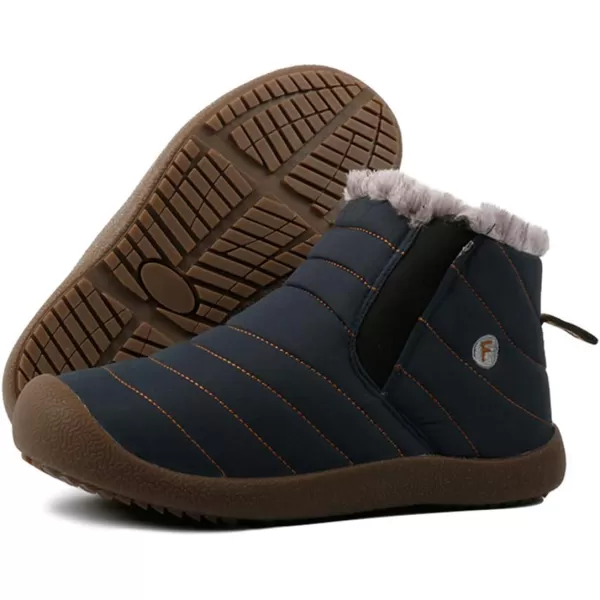 DADAWEN Men Women Slip On Waterproof Outdoor Anti-Slip Fur Lined Ankle Snow Boots