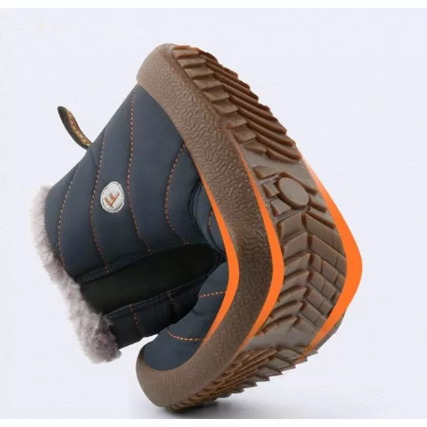 DADAWEN Men Women Slip On Waterproof Outdoor Anti-Slip Fur Lined Ankle Snow Boots