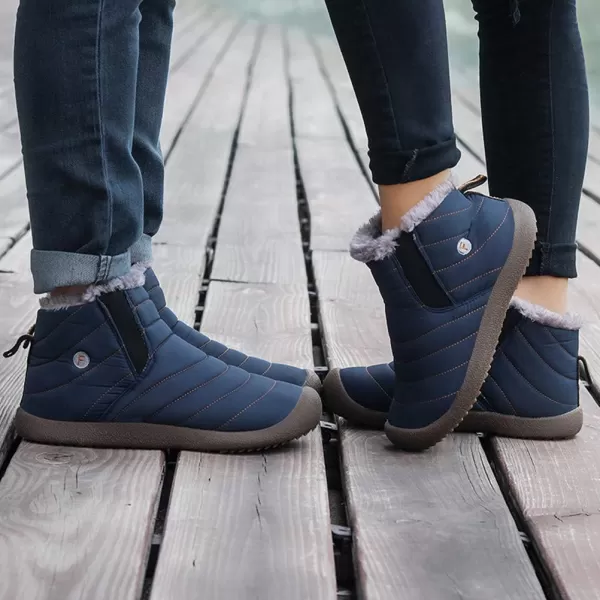 DADAWEN Men Women Slip On Waterproof Outdoor Anti-Slip Fur Lined Ankle Snow Boots