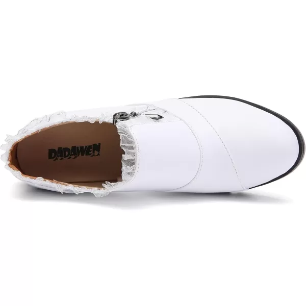 DADAWEN Women's Casual Zipper Lace Platform Mid-Heel Square Toe Oxfords Dress Shoes