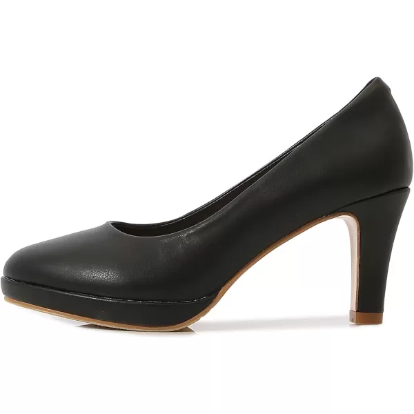 DADAWEN Women's Classic Leather Platform Mid-Heel Round Toe Mary Jane Bridal Wedding Party Dress Pump Shoes