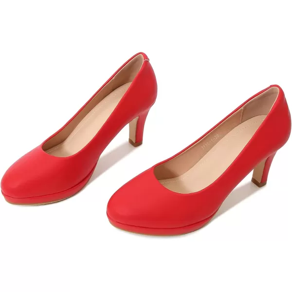 DADAWEN Women's Classic Leather Platform Mid-Heel Round Toe Mary Jane Bridal Wedding Party Dress Pump Shoes