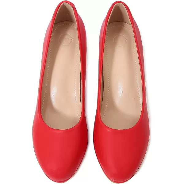 DADAWEN Women's Classic Leather Platform Mid-Heel Round Toe Mary Jane Bridal Wedding Party Dress Pump Shoes