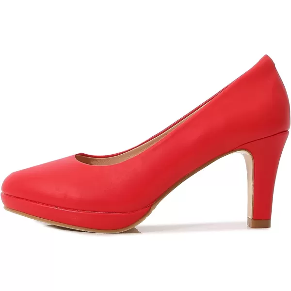 DADAWEN Women's Classic Leather Platform Mid-Heel Round Toe Mary Jane Bridal Wedding Party Dress Pump Shoes