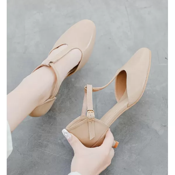 DADAWEN Women's Closed Toe T-Strap Buckle Low Heel Party Bridal Wedding Dress Pump Shoes