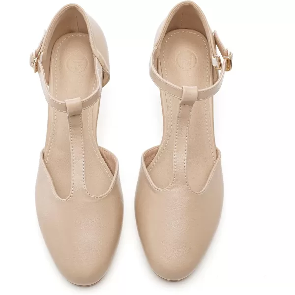 DADAWEN Women's Closed Toe T-Strap Buckle Low Heel Party Bridal Wedding Dress Pump Shoes
