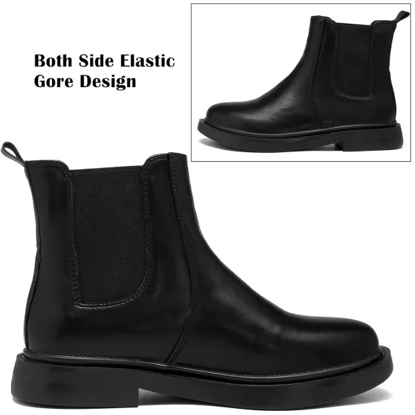 DADAWEN Womens Combat Chelsea Boots with Elastic Fashion Slip On Round Toe Comfort Ankle Bootie for Women