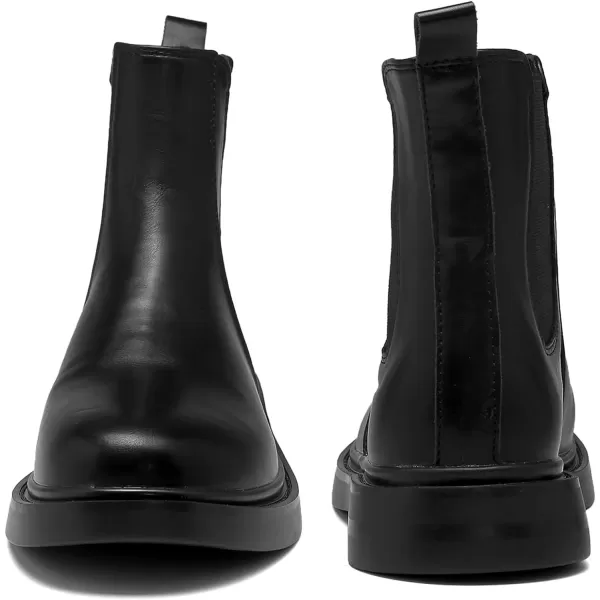 DADAWEN Womens Combat Chelsea Boots with Elastic Fashion Slip On Round Toe Comfort Ankle Bootie for Women