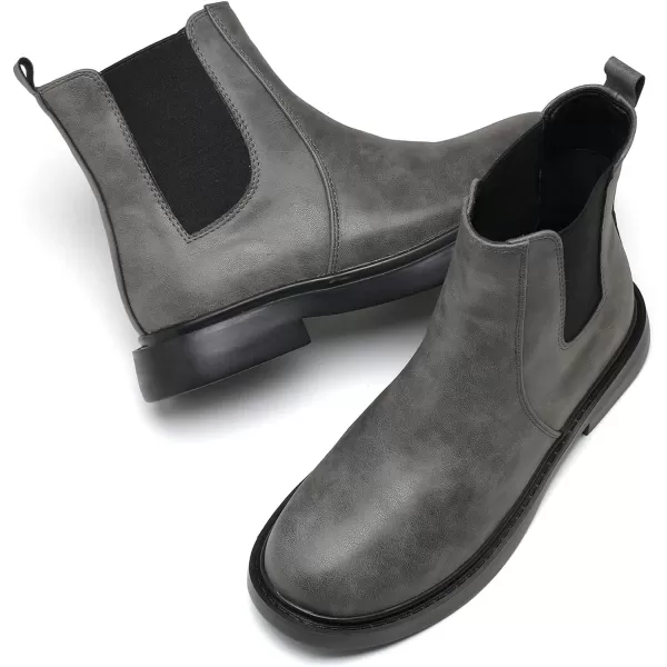DADAWEN Womens Combat Chelsea Boots with Elastic Fashion Slip On Round Toe Comfort Ankle Bootie for Women