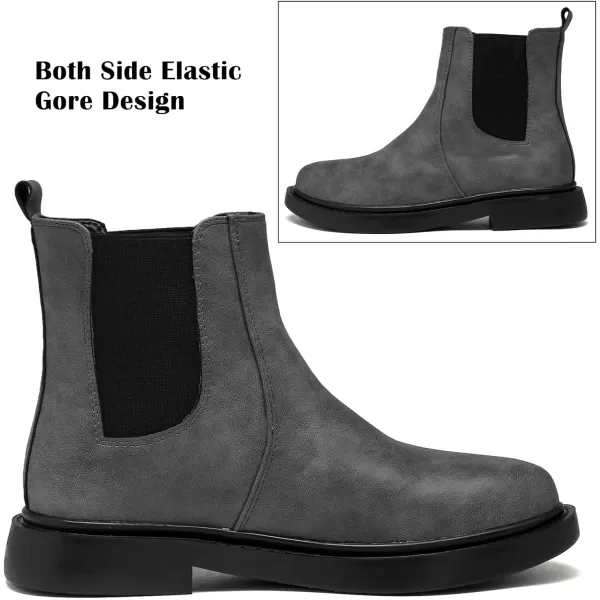 DADAWEN Womens Combat Chelsea Boots with Elastic Fashion Slip On Round Toe Comfort Ankle Bootie for Women