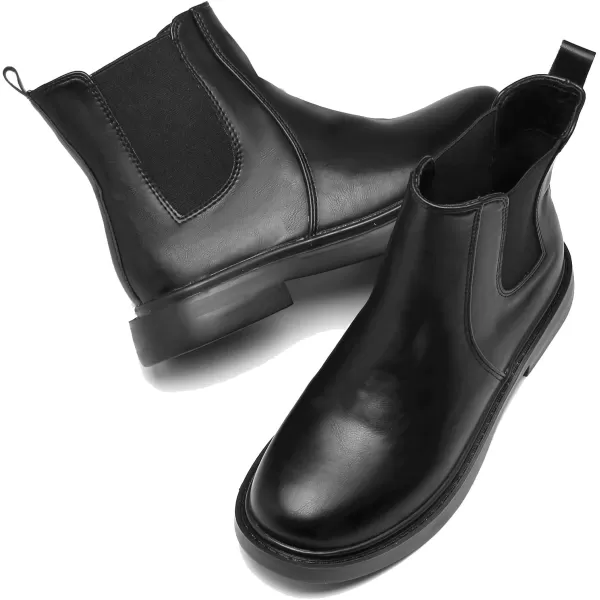 DADAWEN Womens Combat Chelsea Boots with Elastic Fashion Slip On Round Toe Comfort Ankle Bootie for Women