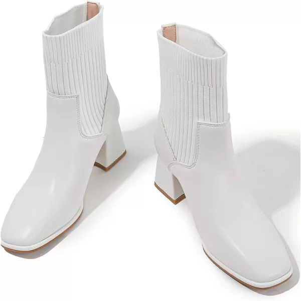 DADAWEN Women's Elastic Chelsea Boots Chunky Block Heel Ankle Booties