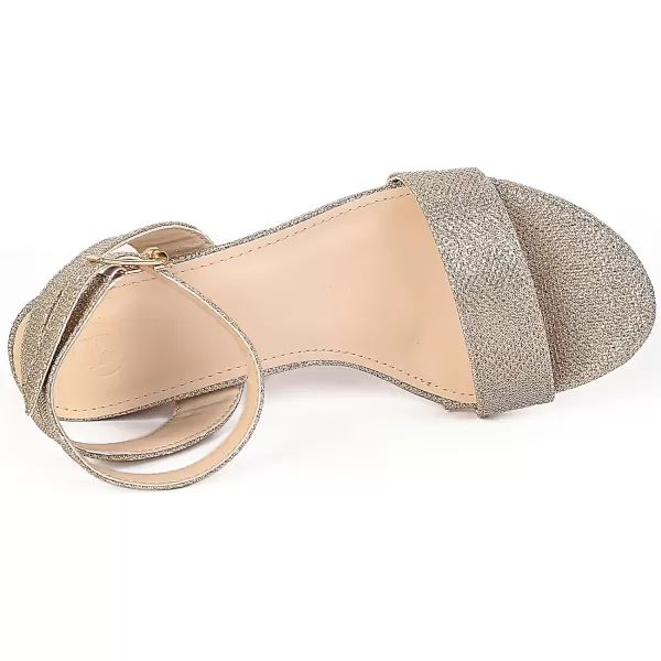 DADAWEN Women's Glitter Open Toe Ankle Strap Low Block Chunky Heels Sandals Party Wedding Bridal Dress Pumps Shoes