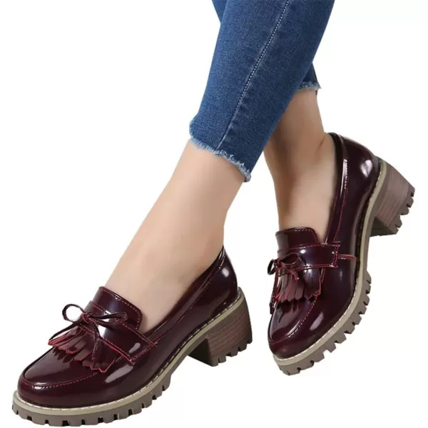 DADAWEN Womens Loafers, Tassel Slip On Platform Chunky Penny Heeled Loafers for Women Dressy and Work, Womens Business Casual Shoes