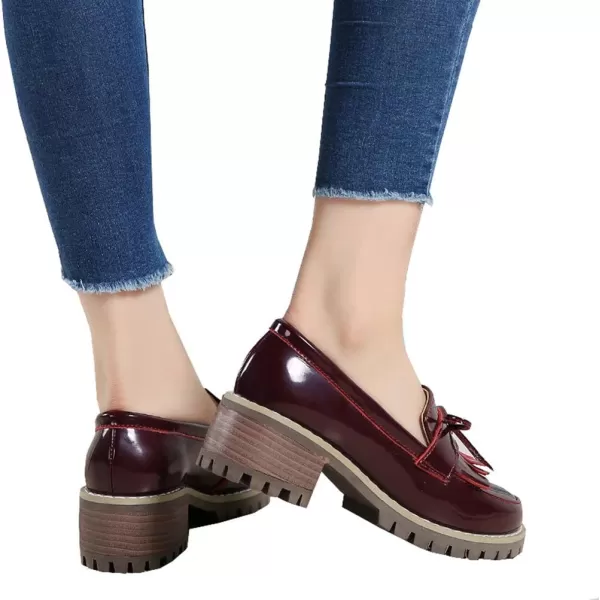 DADAWEN Womens Loafers, Tassel Slip On Platform Chunky Penny Heeled Loafers for Women Dressy and Work, Womens Business Casual Shoes