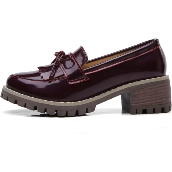 DADAWEN Womens Loafers, Tassel Slip On Platform Chunky Penny Heeled Loafers for Women Dressy and Work, Womens Business Casual Shoes