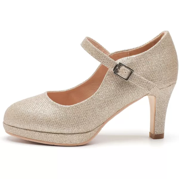 DADAWEN Women's Round Toe Platform Mid-Heel Mary Jane Shoes Office Work Bridal Wedding Party Dress Pump Shoes