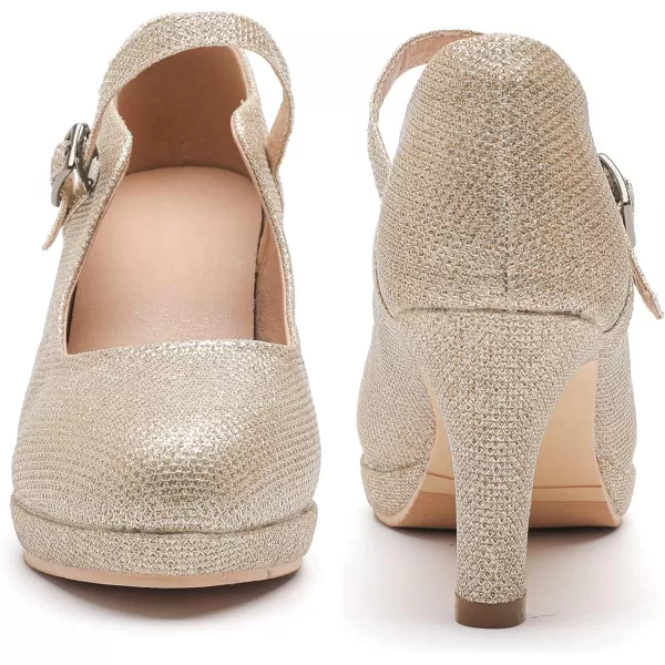 DADAWEN Women's Round Toe Platform Mid-Heel Mary Jane Shoes Office Work Bridal Wedding Party Dress Pump Shoes