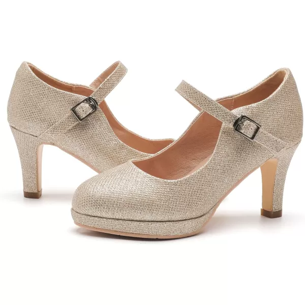 DADAWEN Women's Round Toe Platform Mid-Heel Mary Jane Shoes Office Work Bridal Wedding Party Dress Pump Shoes