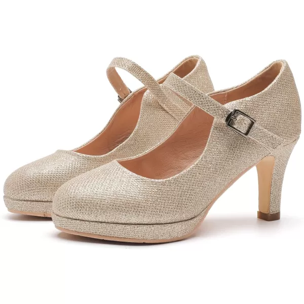 DADAWEN Women's Round Toe Platform Mid-Heel Mary Jane Shoes Office Work Bridal Wedding Party Dress Pump Shoes