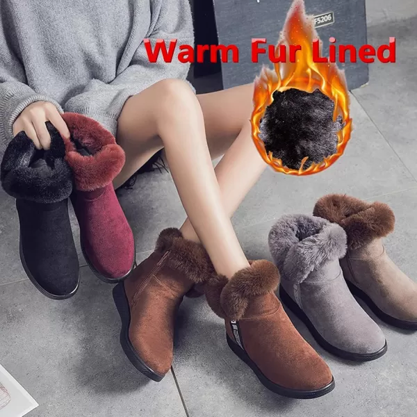 DADAWEN Womens Snow Boots Fur Lined Warm Ankle Booties Side Ziper Outdoor Comfortable Winter Shoes for Women