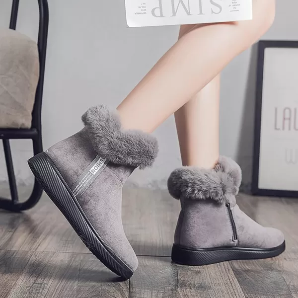 DADAWEN Womens Snow Boots Fur Lined Warm Ankle Booties Side Ziper Outdoor Comfortable Winter Shoes for Women