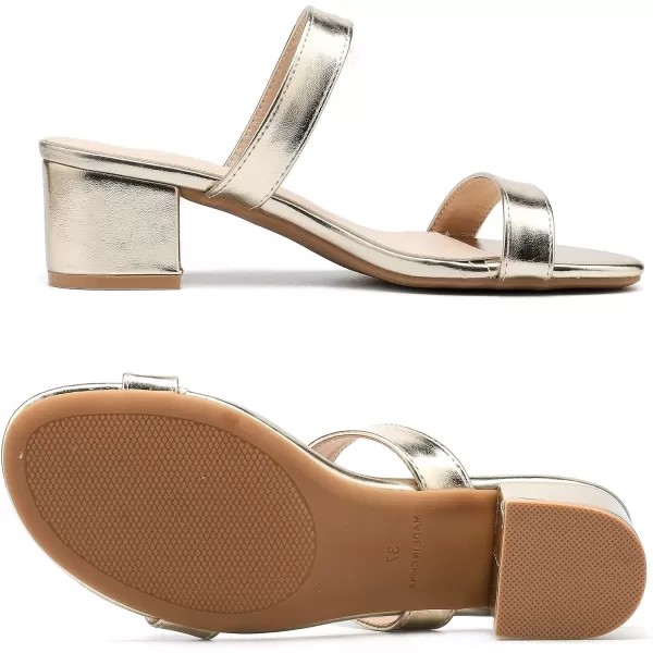 DADAWEN Women's Two Strap Open Toe Slip On Low Chunky Heels Sandals Block Heels Mule Sandals Party Dating Wedding Dress Pumps Shoes