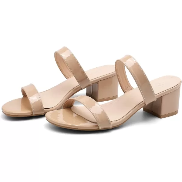 DADAWEN Women's Two Strap Open Toe Slip On Low Chunky Heels Sandals Block Heels Mule Sandals Party Dating Wedding Dress Pumps Shoes