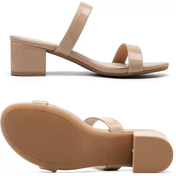 DADAWEN Women's Two Strap Open Toe Slip On Low Chunky Heels Sandals Block Heels Mule Sandals Party Dating Wedding Dress Pumps Shoes