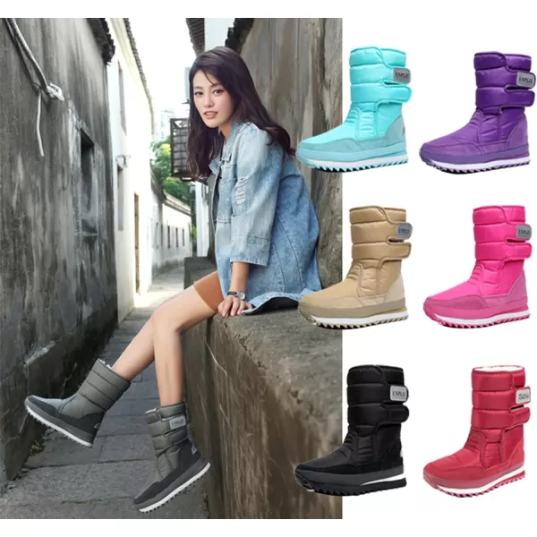 DADAWEN Women's Waterproof Frosty Snow Boot