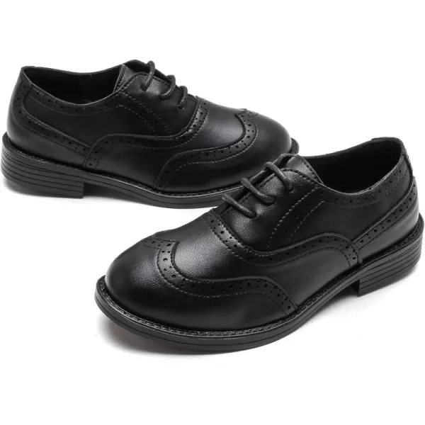 DADAWEN Boy's Classic Leather Lace Up Wingtip Comfort Oxford Shoes School Uniform Wedding Church Dress Shoes 