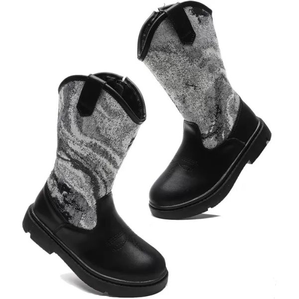 DADAWEN Boys Girls Cowgirl Cowboy Western Boots Kids Waterproof Mid Calf Riding Shoes With Side Zipper for Toddler/Little Kid/Big Kid
