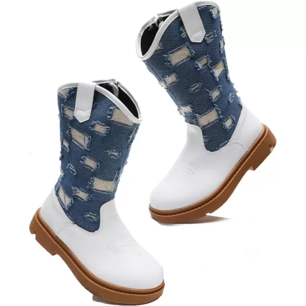 DADAWEN Boys Girls Cowgirl Cowboy Western Boots Kids Waterproof Mid Calf Riding Shoes With Side Zipper for Toddler/Little Kid/Big Kid