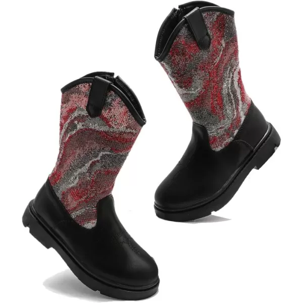 DADAWEN Boys Girls Cowgirl Cowboy Western Boots Kids Waterproof Mid Calf Riding Shoes With Side Zipper for Toddler/Little Kid/Big Kid