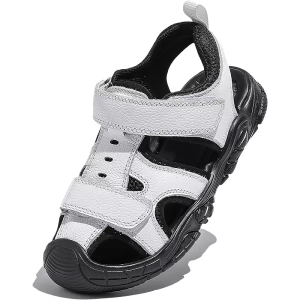 DADAWEN Boys Girls Leather Closed-Toe Outdoor Athletic Summer Sport Sandals Beach Shoes Water Sandal 