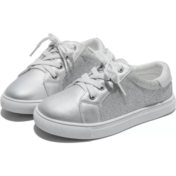 DADAWEN Boys Girls Sparkle Glitter Sneakers Low Top Casual Tennis Shoes for Toddler Little Girls 