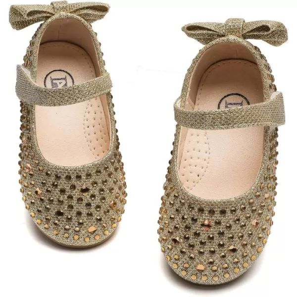 DADAWEN Girls Dress Shoes Princess Glitter Rhinestone Mary Jane Ballerina Flats Party School Shoes Wedding Flower Girl 