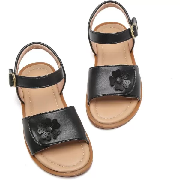 DADAWEN Girls Glitter Sandals Open Toe Cute Flower Soft Princess Flats Dress Sandals Summer Shoes for Toddler Little Kid Big Kid