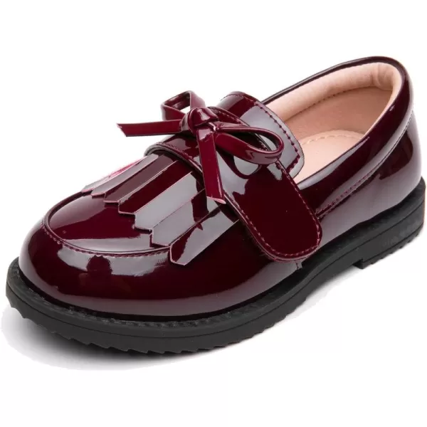 DADAWEN Girl's Loafers Slip On Tassel Oxford Shoes Flats Round Toe School Uniform Dress Shoes 