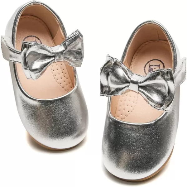 DADAWEN Girls Mary Jane Dress Shoes Front Bow Ballerina Flats Princess Wedding Party School Shoes 
