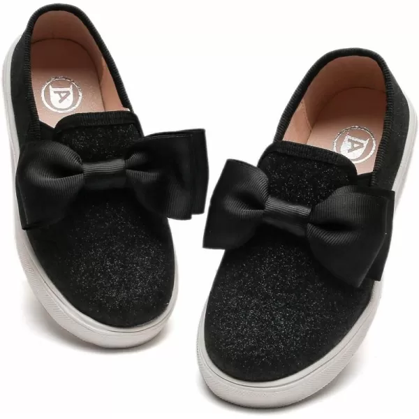 DADAWEN Girls Slip On Glitter Sneakers Cute Bow Lazy Tennis Shoes Loafers for Little Girls