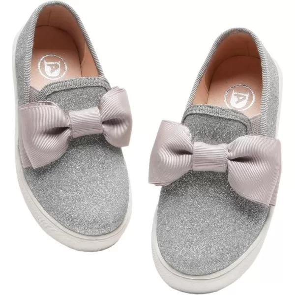DADAWEN Girls Slip On Glitter Sneakers Cute Bow Lazy Tennis Shoes Loafers for Little Girls