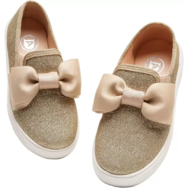 DADAWEN Girls Slip On Glitter Sneakers Cute Bow Lazy Tennis Shoes Loafers for Little Girls