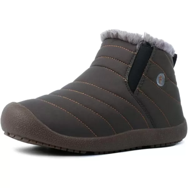 DADAWEN Men Women Slip On Waterproof Outdoor Anti-Slip Fur Lined Ankle Snow Boots
