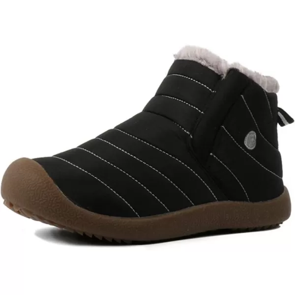 DADAWEN Men Women Slip On Waterproof Outdoor Anti-Slip Fur Lined Ankle Snow Boots
