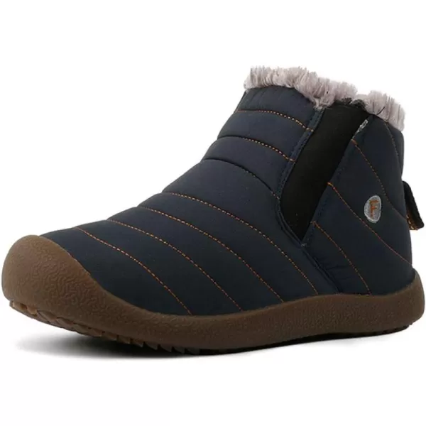 DADAWEN Men Women Slip On Waterproof Outdoor Anti-Slip Fur Lined Ankle Snow Boots
