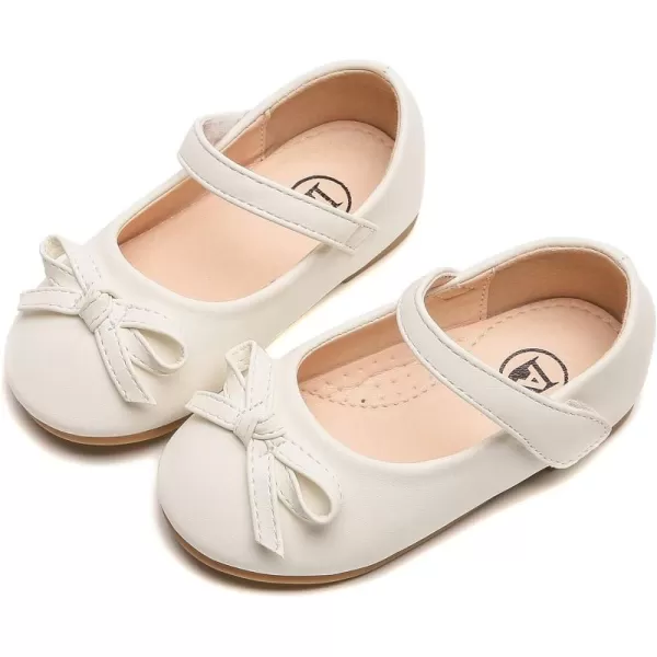DADAWEN Toddler Little Girl Flower Girl Dress Shoes Cute Bow Girls Mary Jane Ballet Flats Party School Wedding Shoes